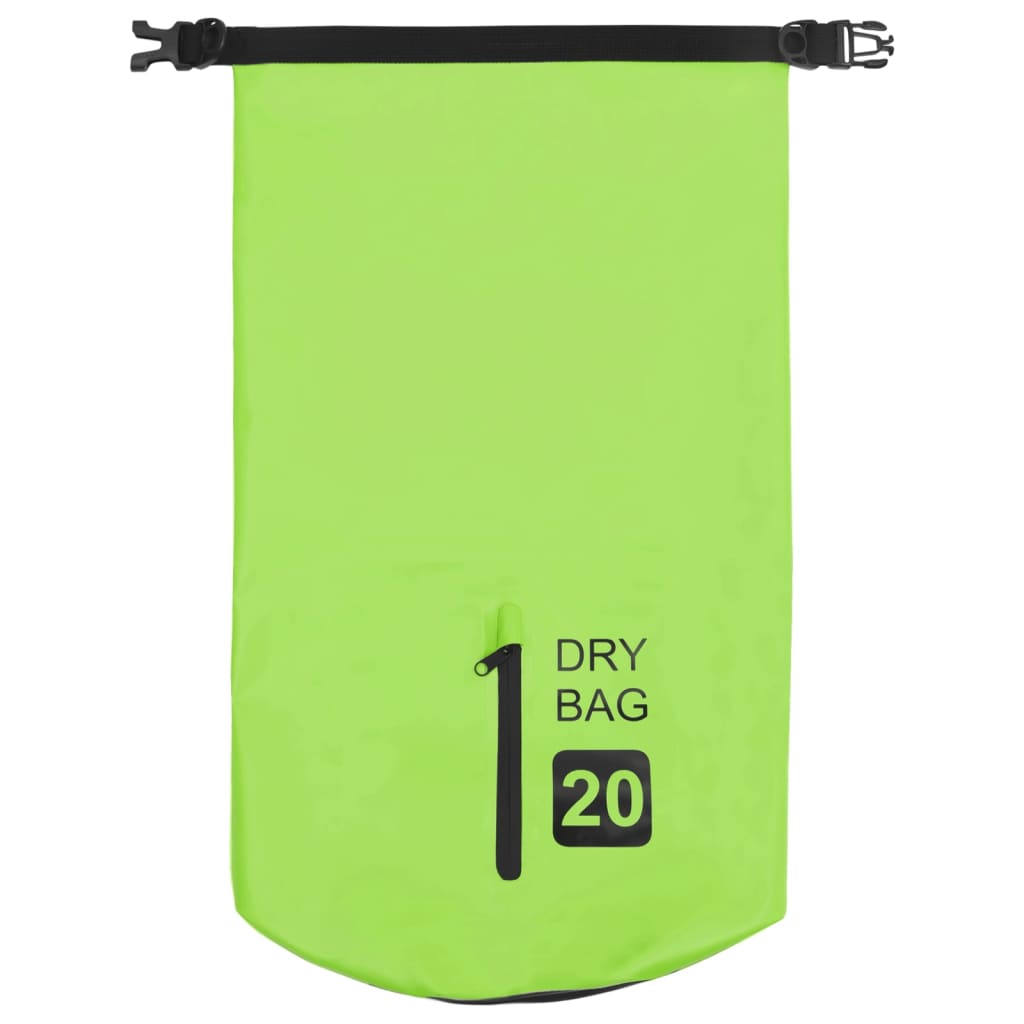Borsa Impermeabile con Cerniera Verde 20 L in PVC