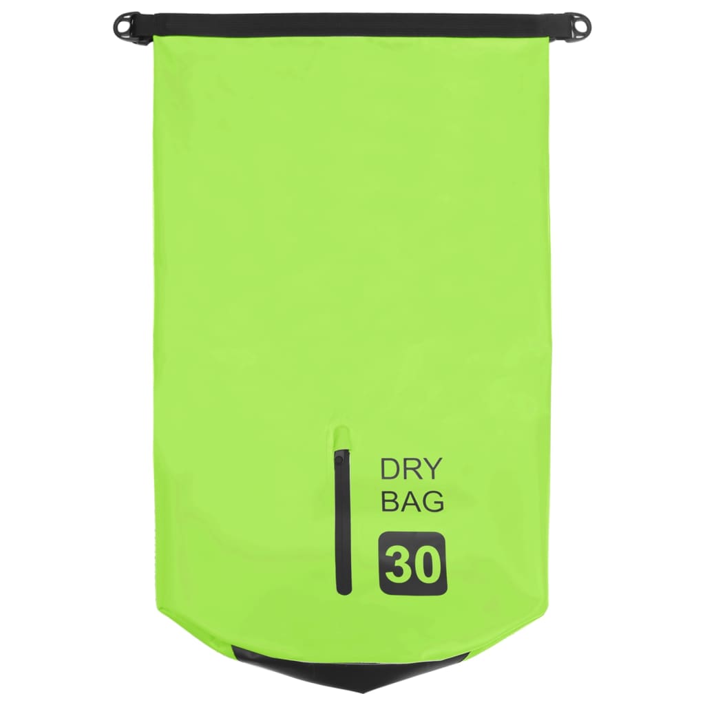 Borsa Impermeabile con Cerniera Verde 30 L in PVC