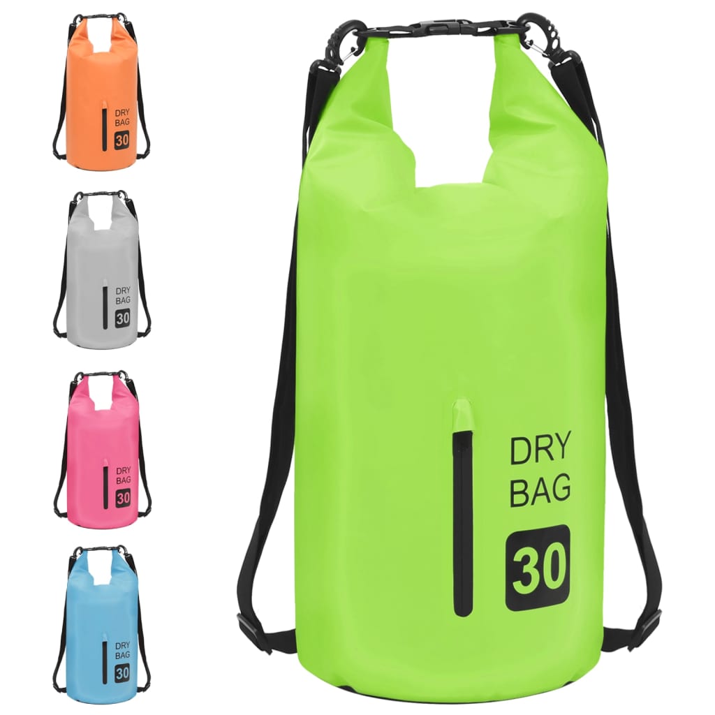 Borsa Impermeabile con Cerniera Verde 30 L in PVC
