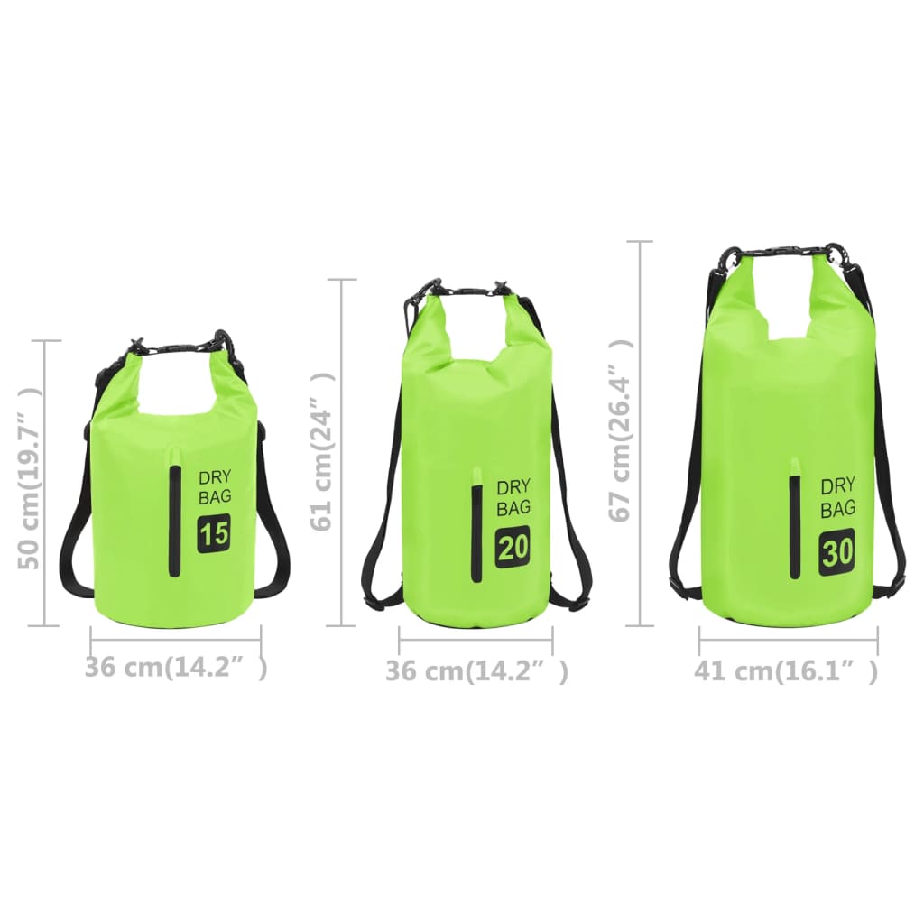 Borsa Impermeabile con Cerniera Verde 30 L in PVC