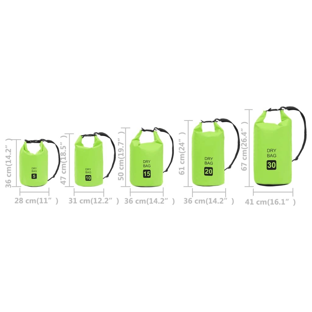 Borsa Impermeabile Verde 10 L in PVC