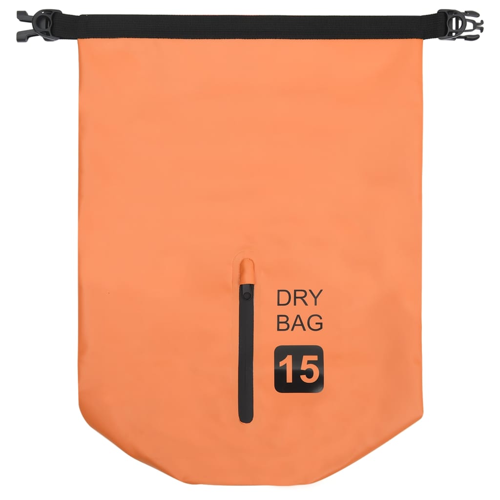 Borsa Impermeabile con Cerniera Arancione 15 L in PVC