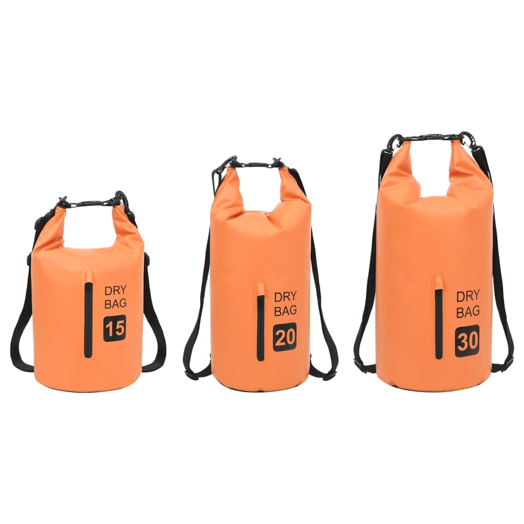 Borsa Impermeabile con Cerniera Arancione 15 L in PVC