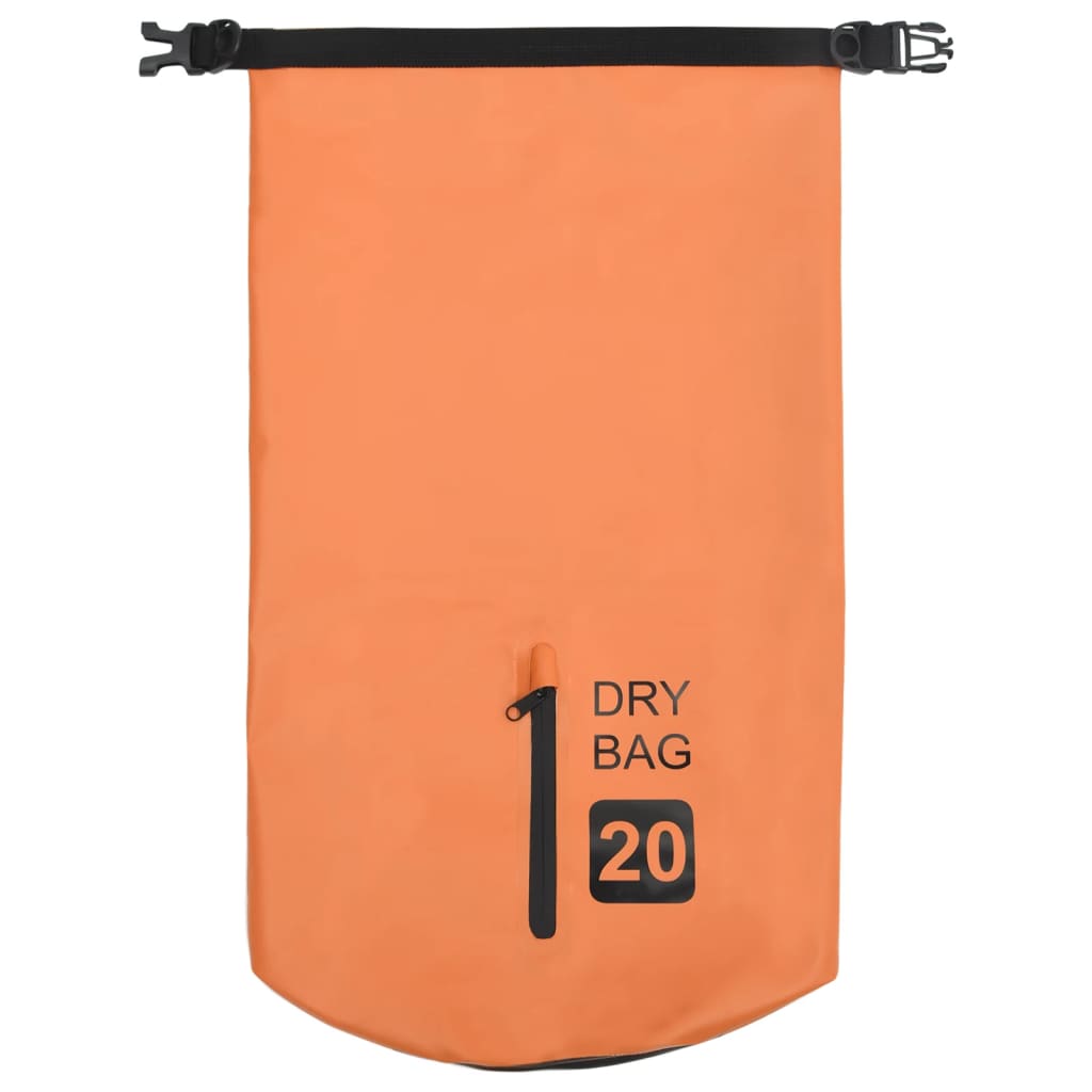 Borsa Impermeabile con Cerniera Arancione 20 L in PVC