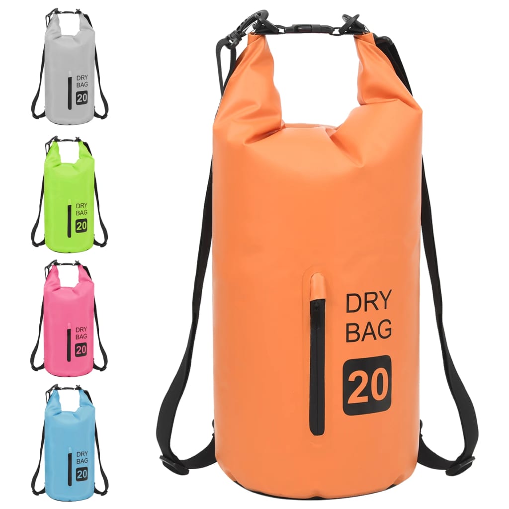 Borsa Impermeabile con Cerniera Arancione 20 L in PVC