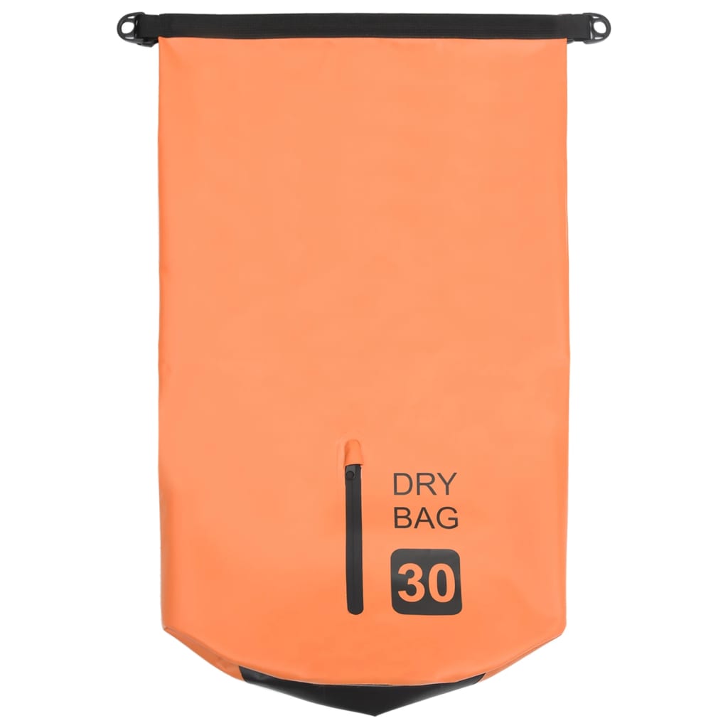 Borsa Impermeabile con Cerniera Arancione 30 L in PVC