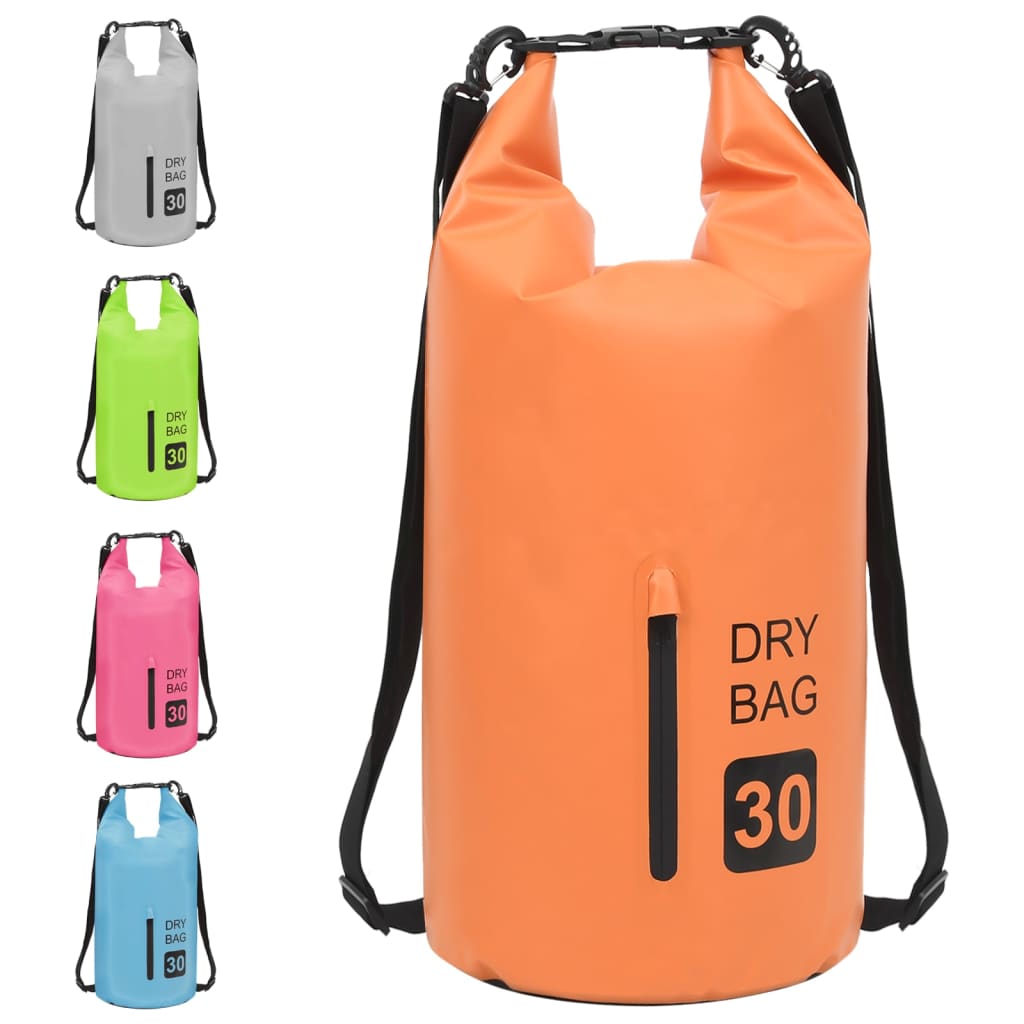 Borsa Impermeabile con Cerniera Arancione 30 L in PVC