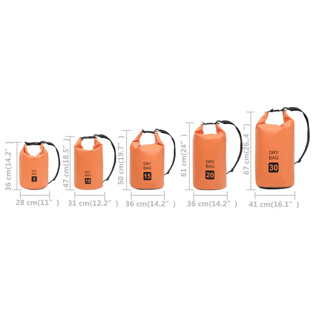 Borsa Impermeabile Arancione 20 L in PVC