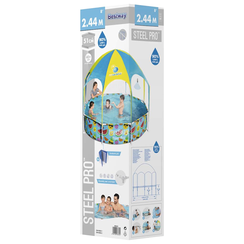 Bestway Piscia Fuoriterra per Bambini Steel Pro UV Careful 244x51 cm