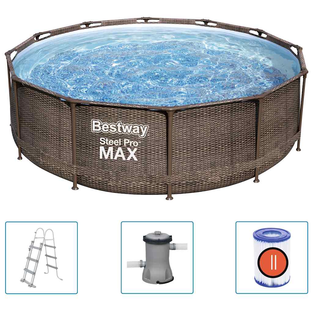 Bestway Set Piscina Rotonda Steel Pro MAX Deluxe Series 366x100 cm