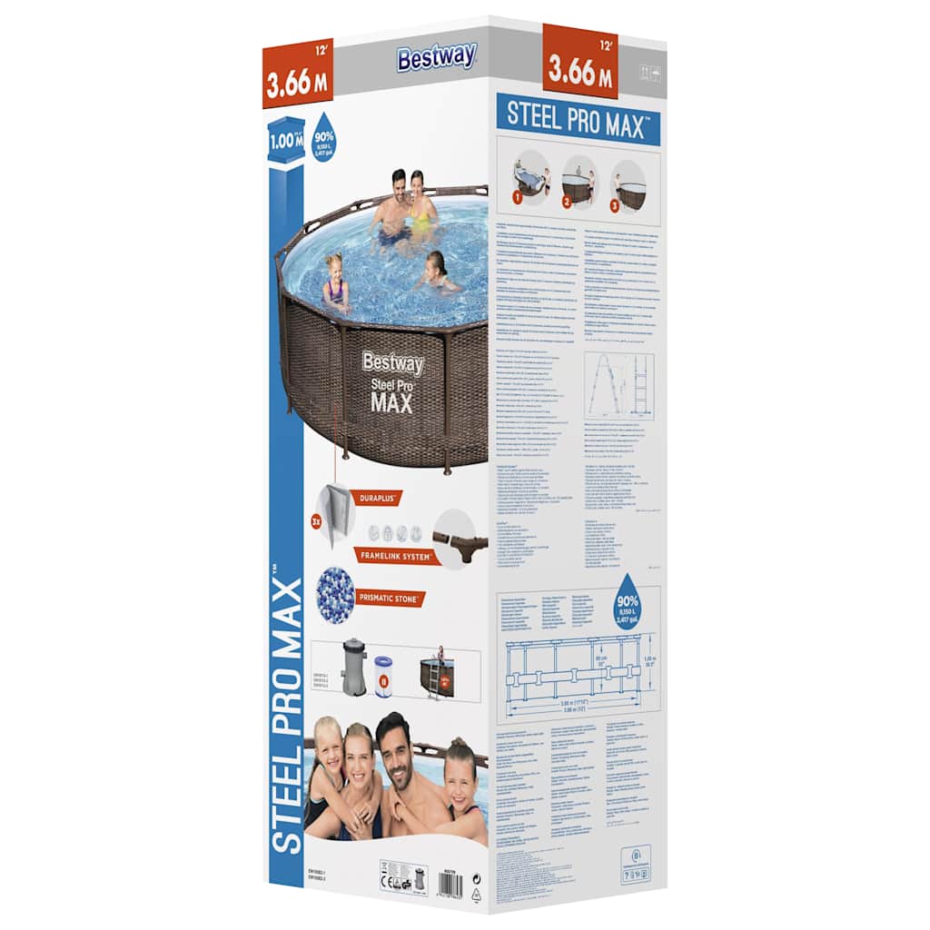 Bestway Set Piscina Rotonda Steel Pro MAX Deluxe Series 366x100 cm