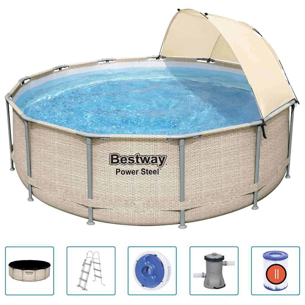 Bestway Set Piscina con Tettoia Power Steel 396x107 cm
