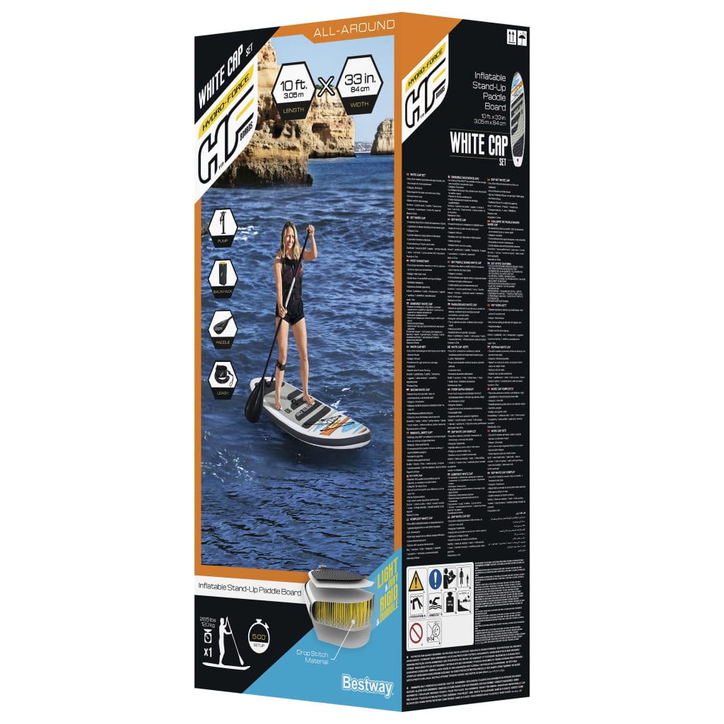 Bestway Tavola da SUP Gonfiabile Hydro-Force White Cap 305x84x12 cm