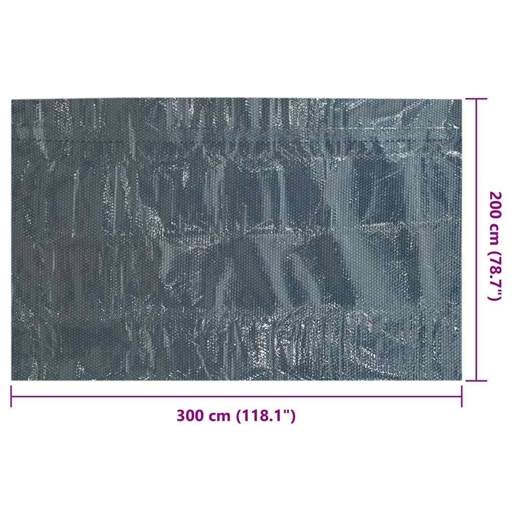 Pellicola Galleggiante Solare PE Piscina 300x200 cm Nero e Blu