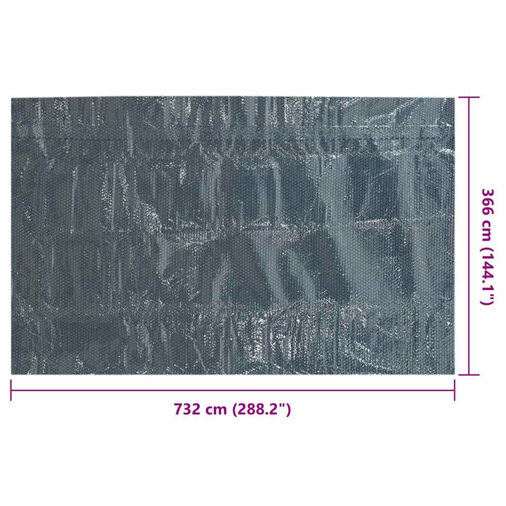Pellicola Galleggiante Solare PE Piscina 732x366 cm Nero e Blu
