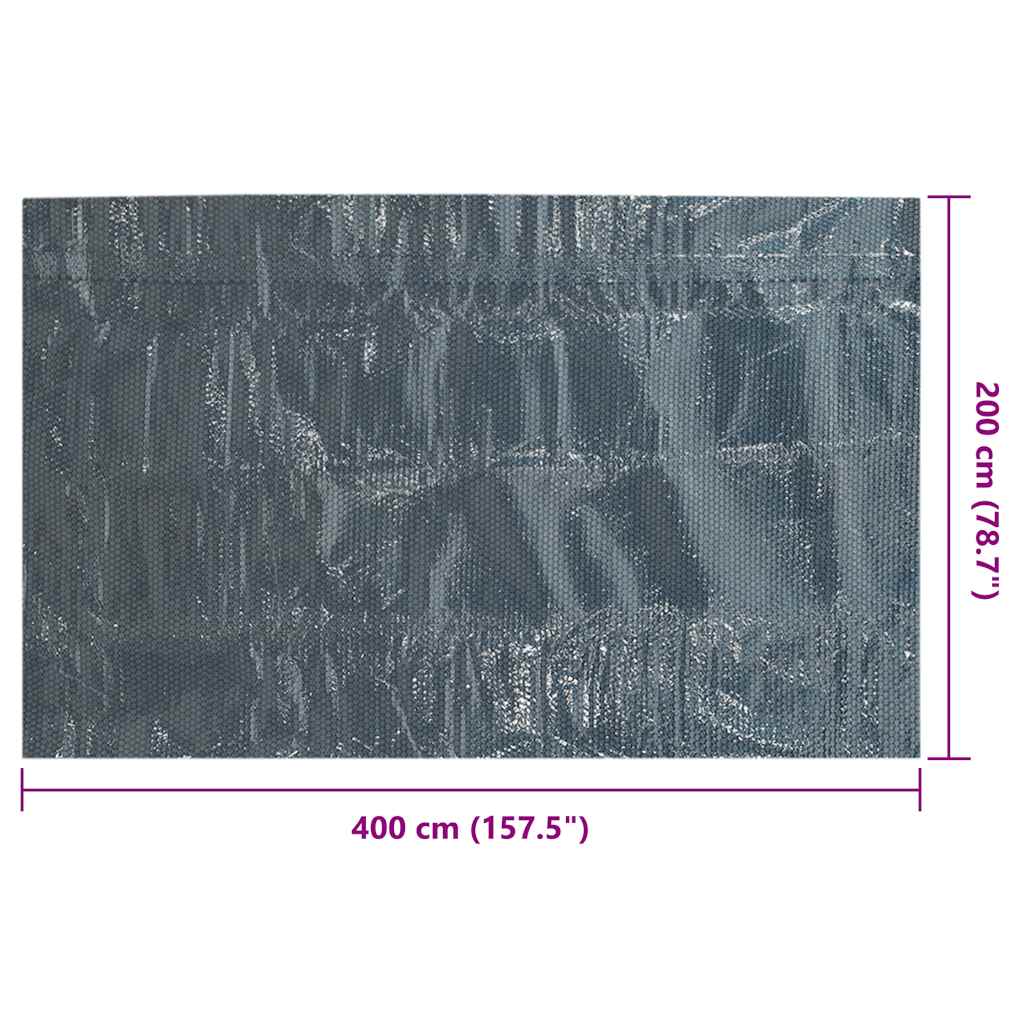 Pellicola Galleggiante Solare PE Piscina 400x200 cm Nero e Blu