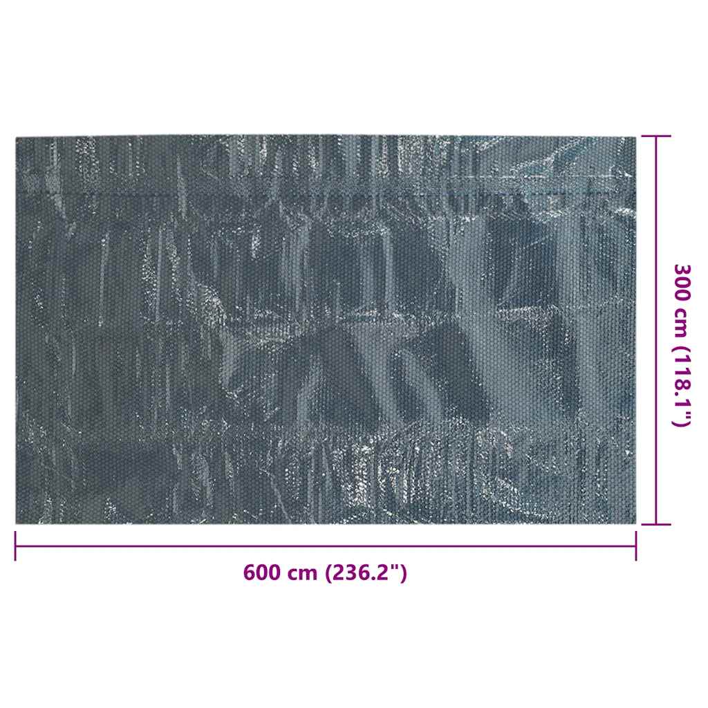 Pellicola Galleggiante Solare PE Piscina 600x300 cm Nero e Blu