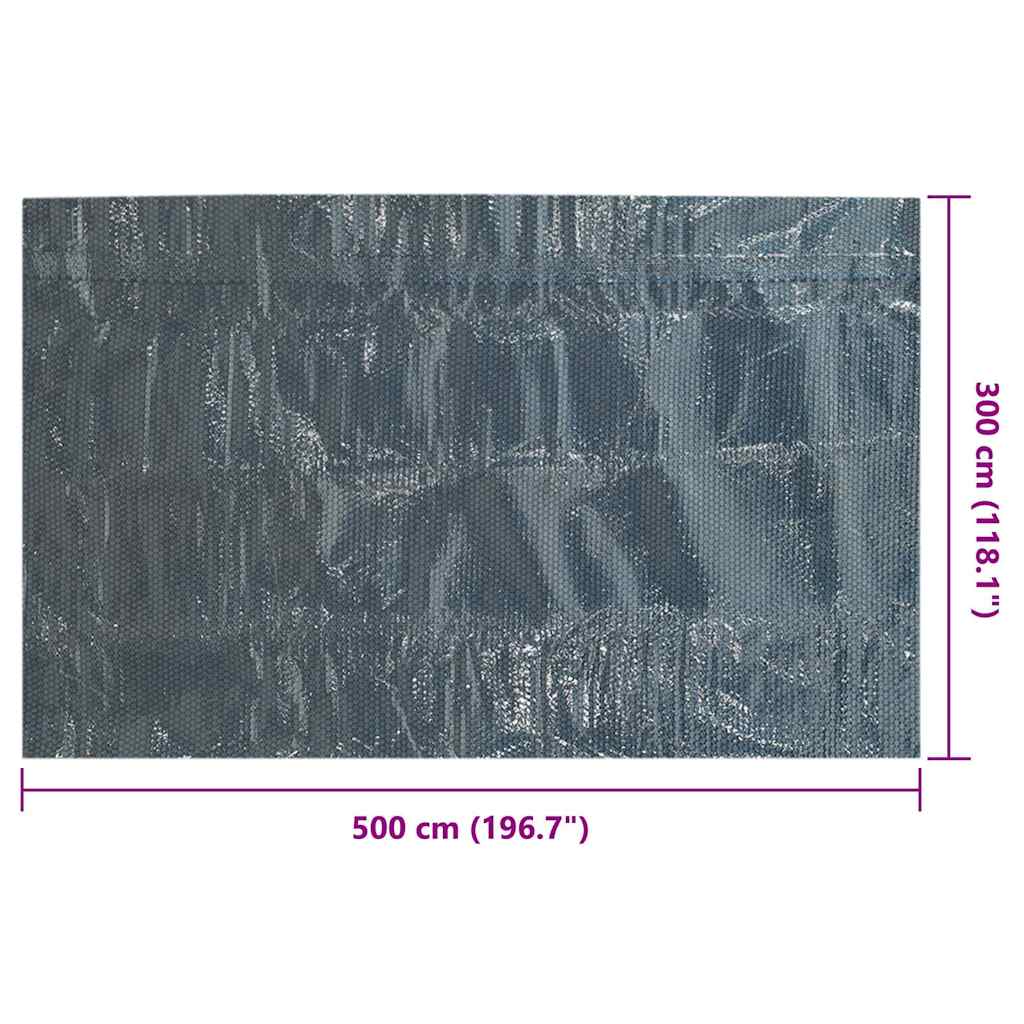 Pellicola Galleggiante Solare PE Piscina 500x300 cm Nero e Blu
