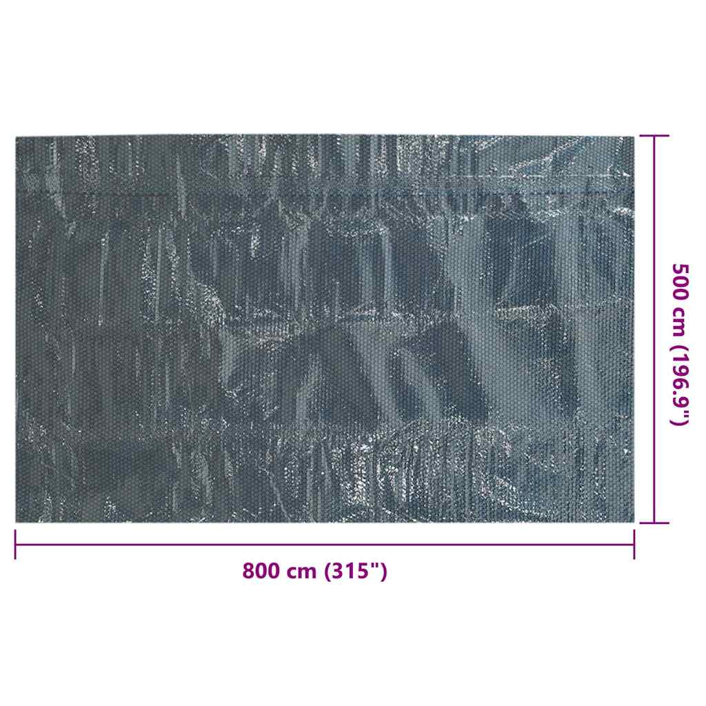Pellicola Solare PE Piscina 800x500 cm Nero e Blu