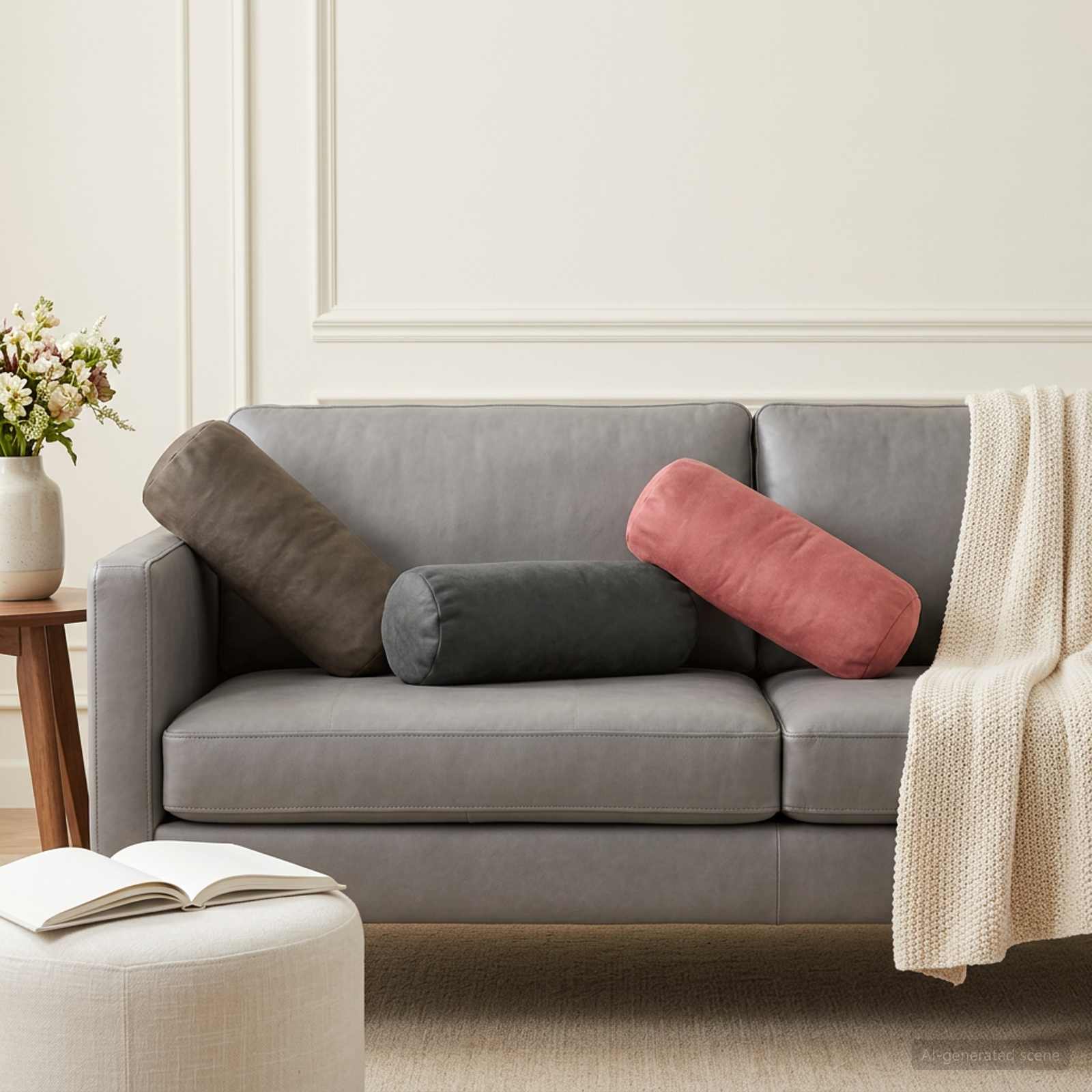 Cuscino con cuscino HEERLEN 2 pz Grigio Chiaro Velluto