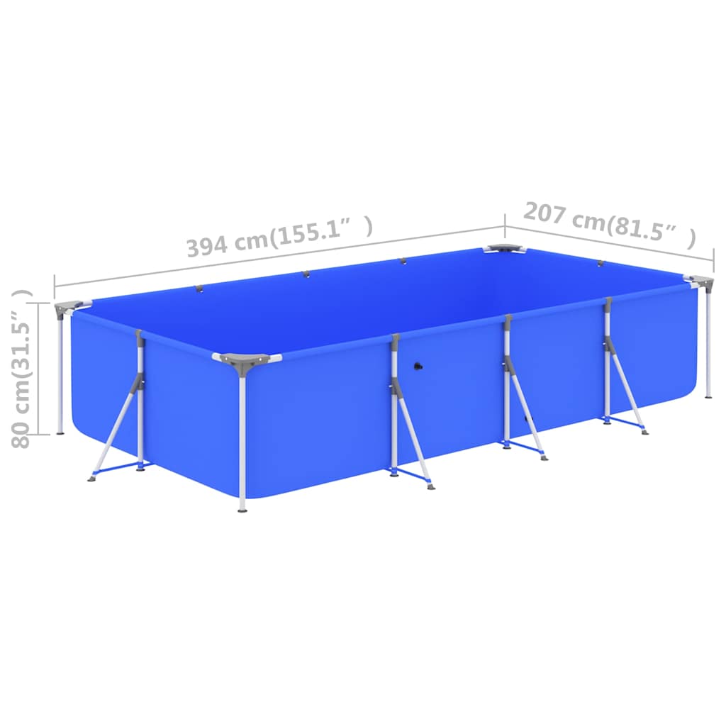Piscina con Telaio in Acciaio 394x207x80 cm Blu