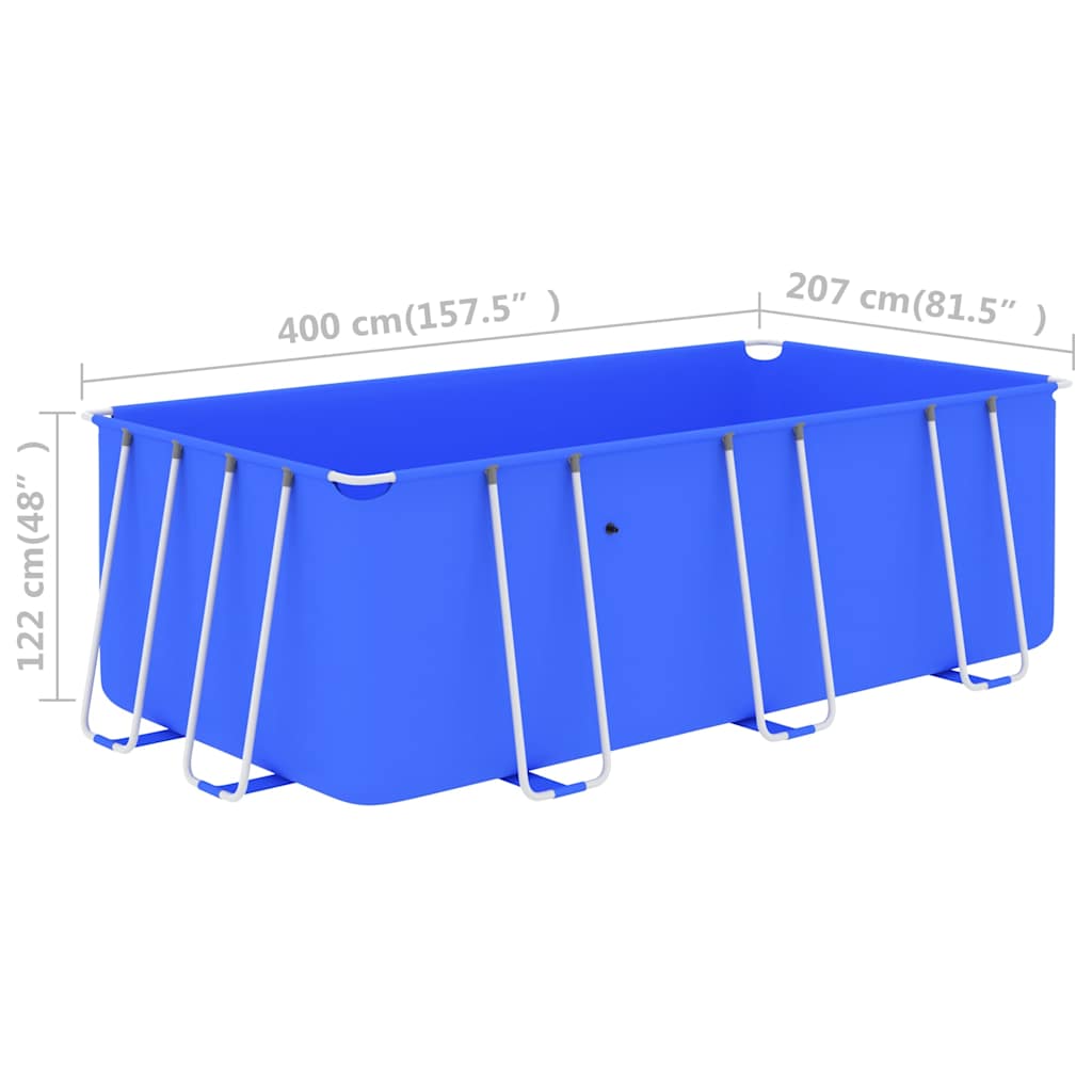 Piscina con Telaio in Acciaio 400x207x122 cm Blu