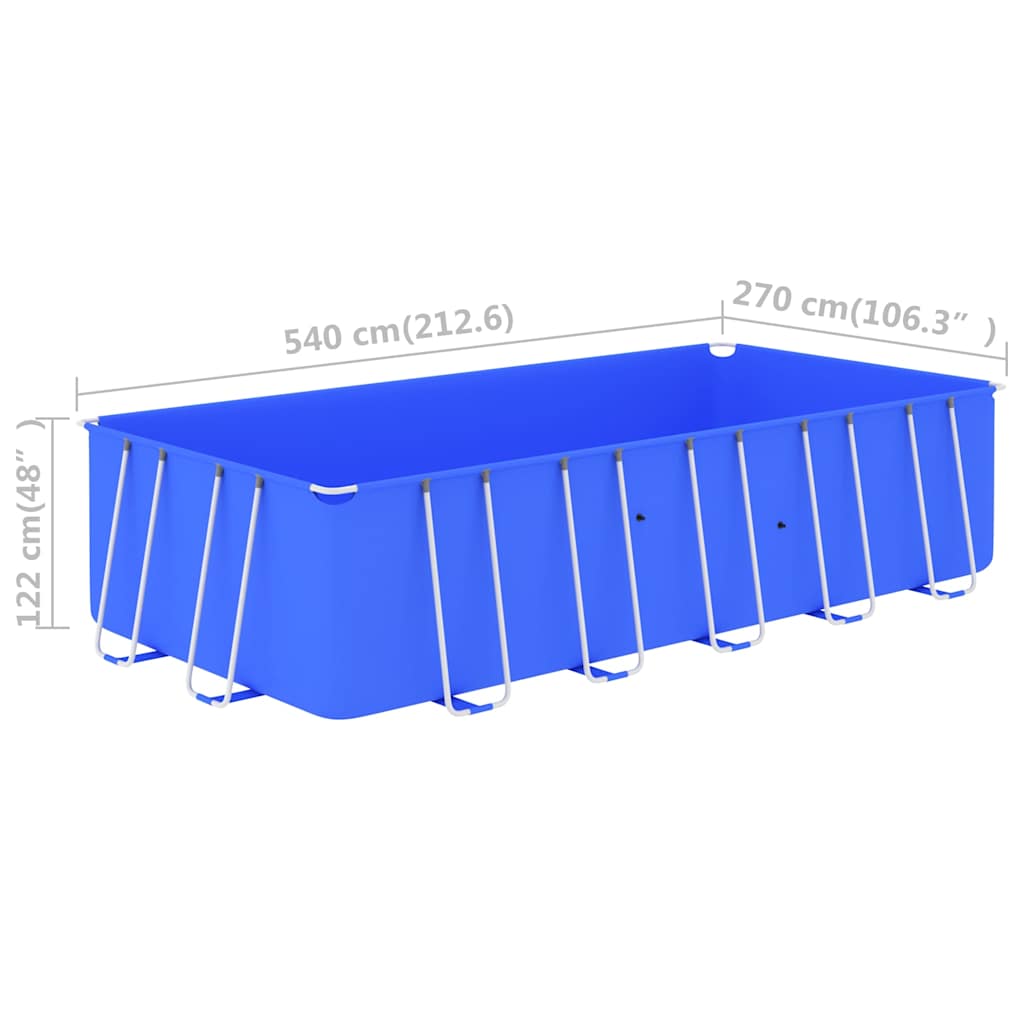 Piscina con Telaio in Acciaio 540x270x122 cm Blu