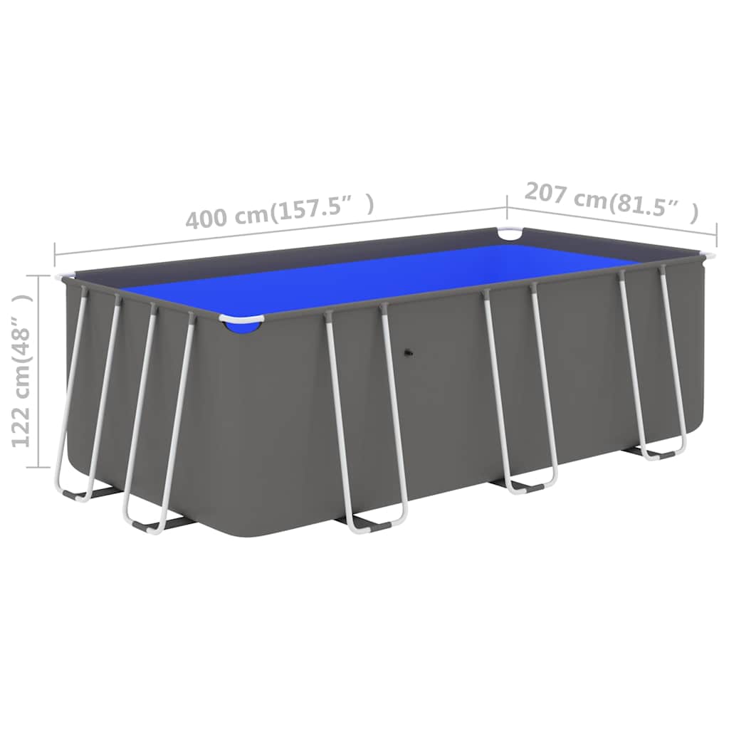 Piscina con Telaio in Acciaio 400x207x122 cm Antracite