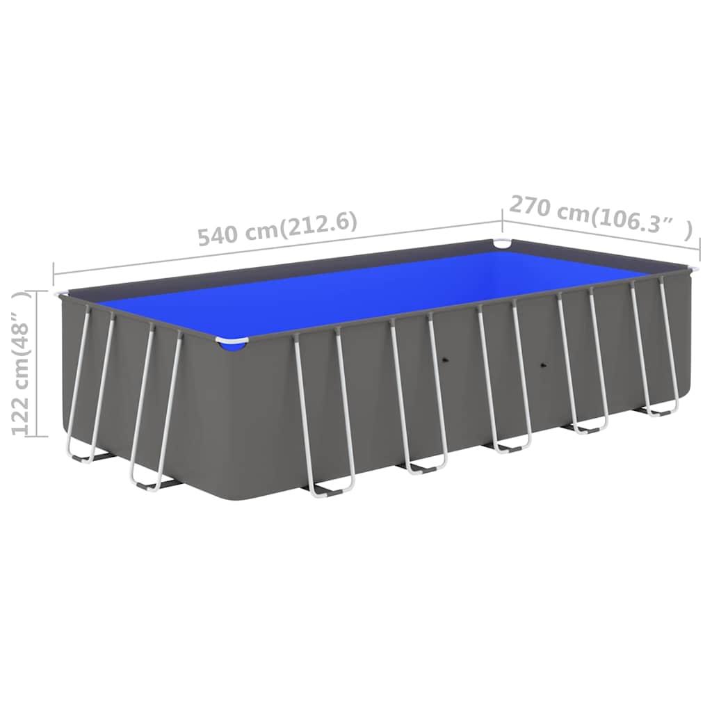 Piscina con Telaio in Acciaio 540x270x122 cm Antracite