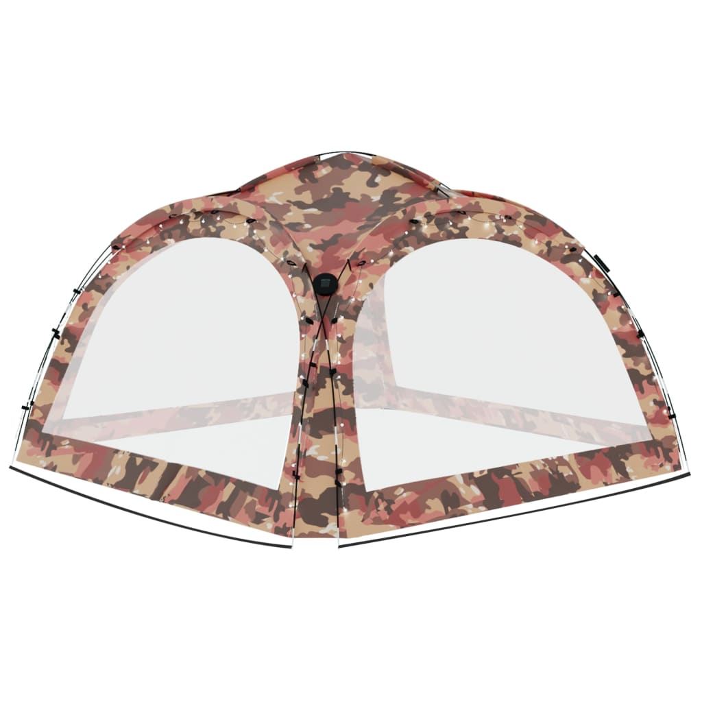 Tenda per Feste con LED e 4 Pareti 3,6x3,6x2,3 m Mimetica