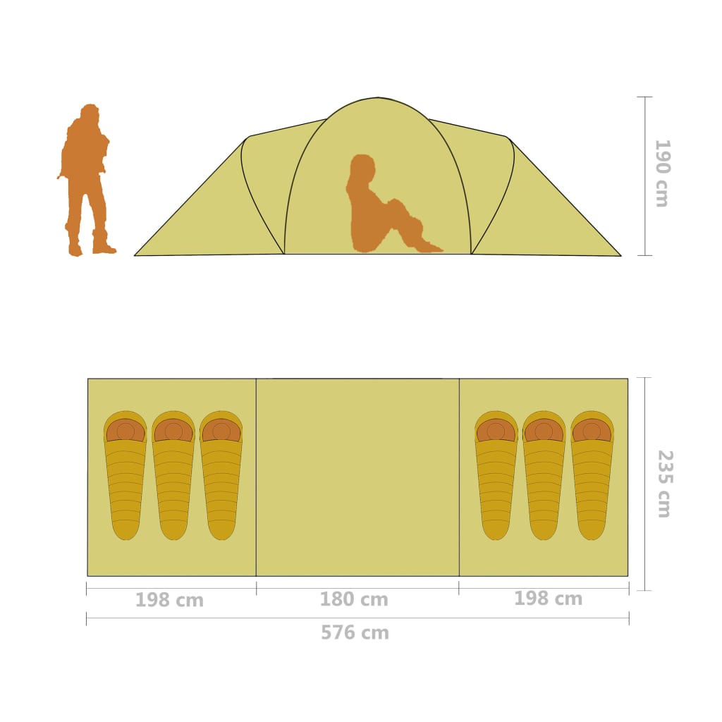 Tenda da Campeggio 6 Persone in Tessuto Grigio e Arancione
