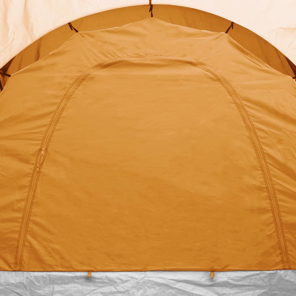 Tenda da Campeggio 6 Persone in Tessuto Grigio e Arancione