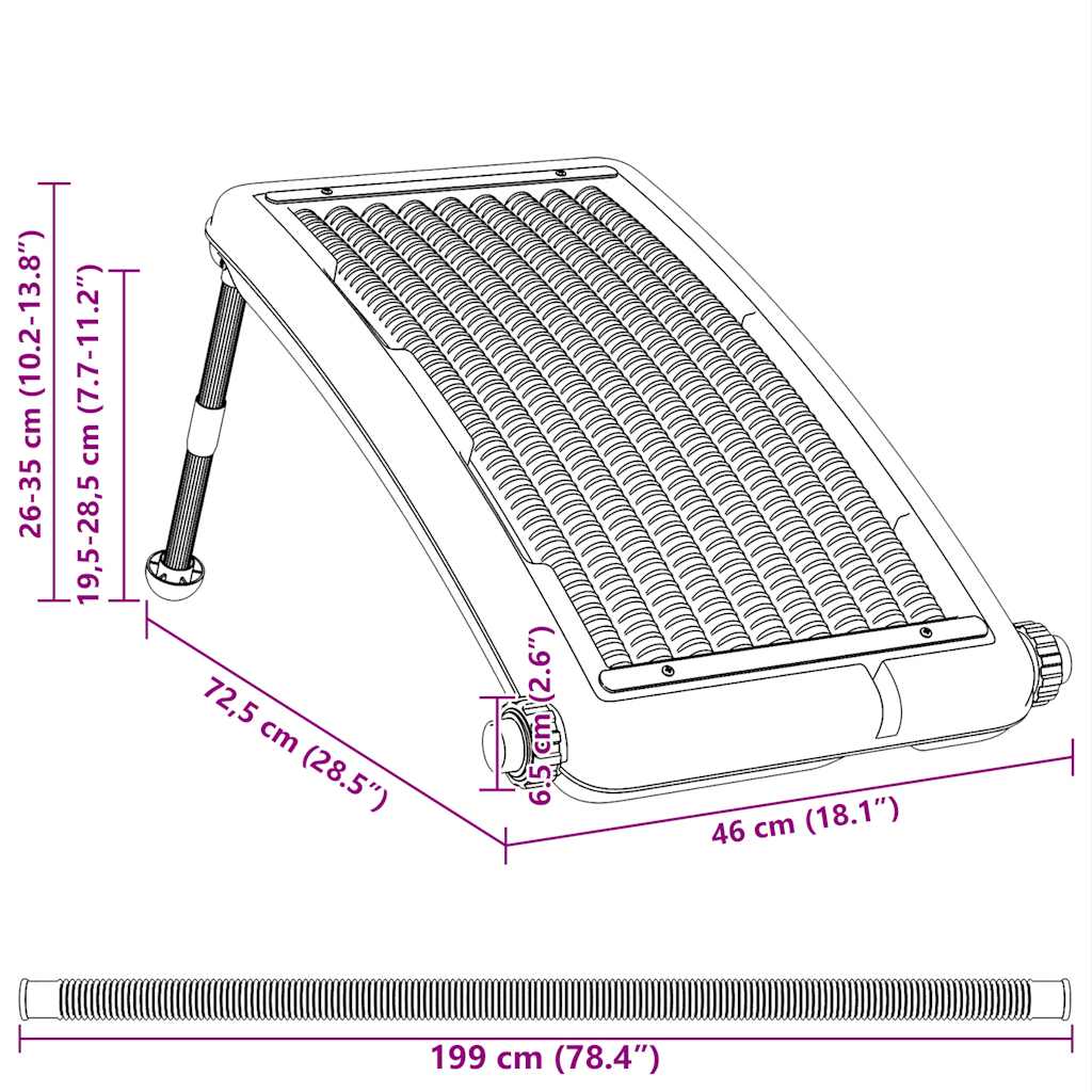 Pannello Solare Termico Curvo per Piscina 72,5x46 cm