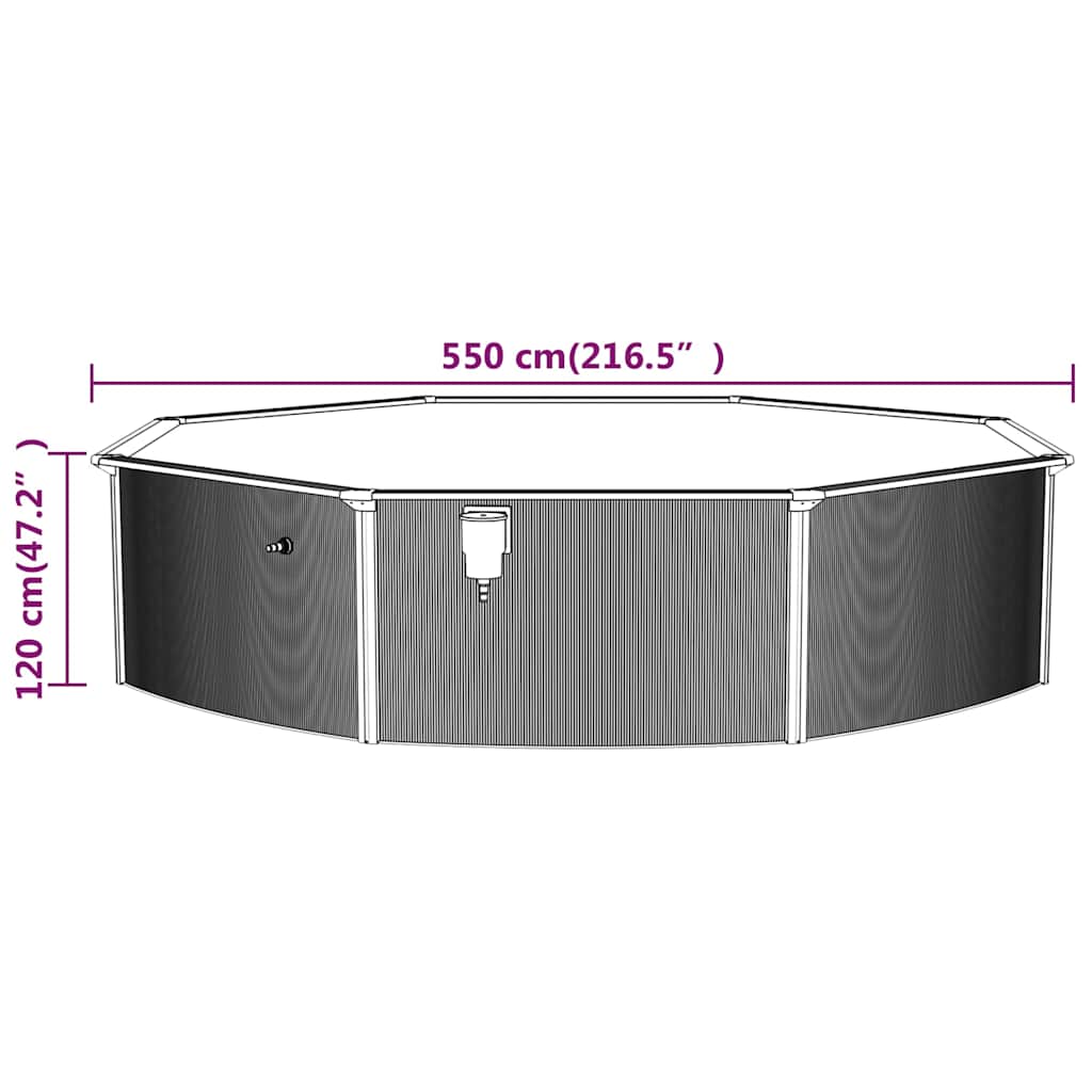Piscina con Pareti in Acciaio Rotonda 550x120 cm Bianca
