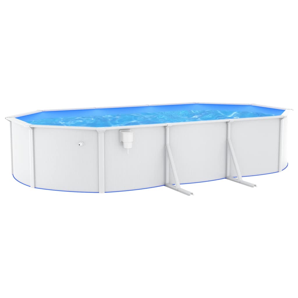Piscina Fuori Terra in Acciaio e PVC 610x360x120 cm Bianca
