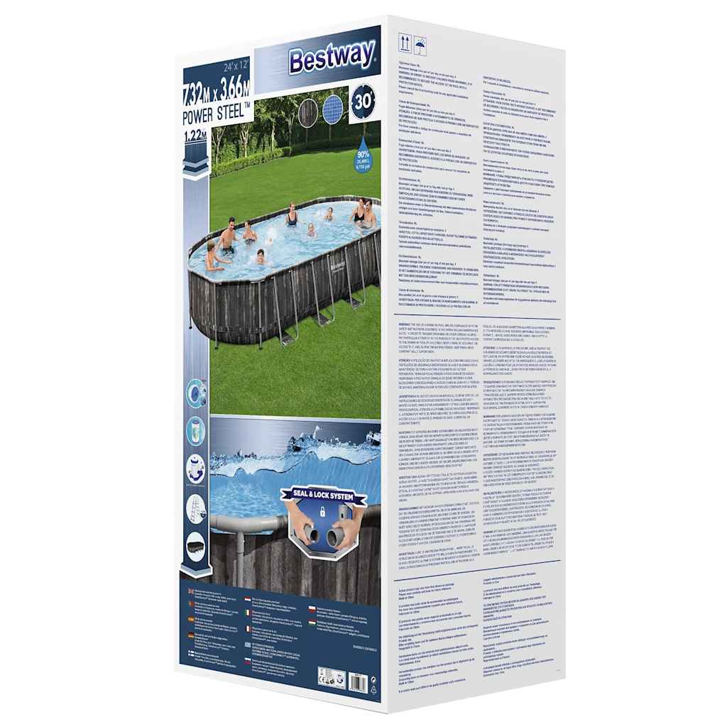 Bestway Set Piscina Ovale 7,32x3,66x1,22 m