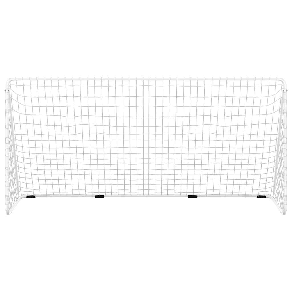 Porta da Calcio con Rete Bianca 366x122x182 cm in Acciaio