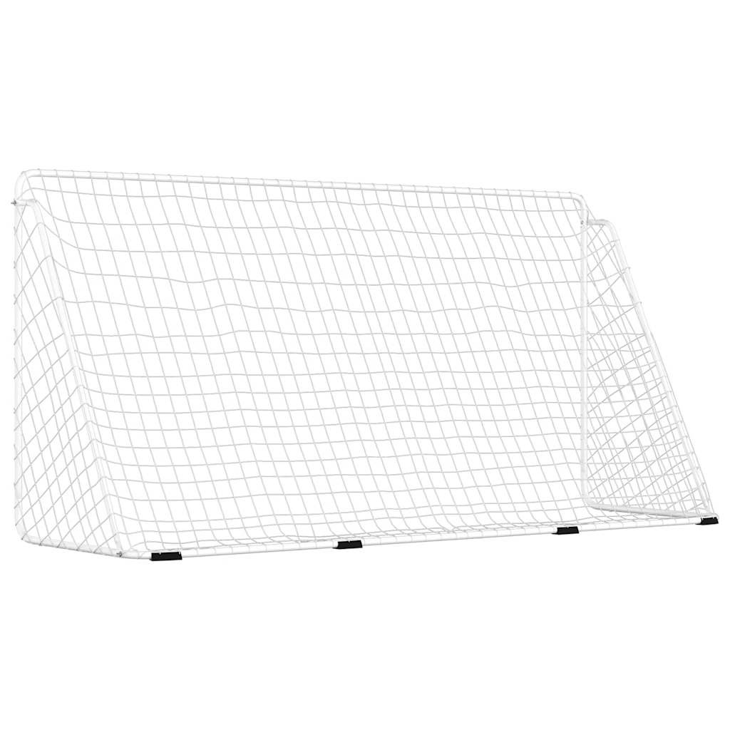 Porta da Calcio con Rete Bianca 366x122x182 cm in Acciaio