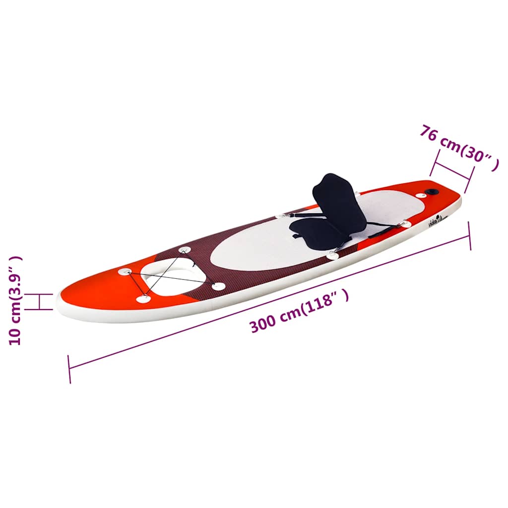 Set Tavola da SUP Gonfiabile Rosso 300x76x10 cm
