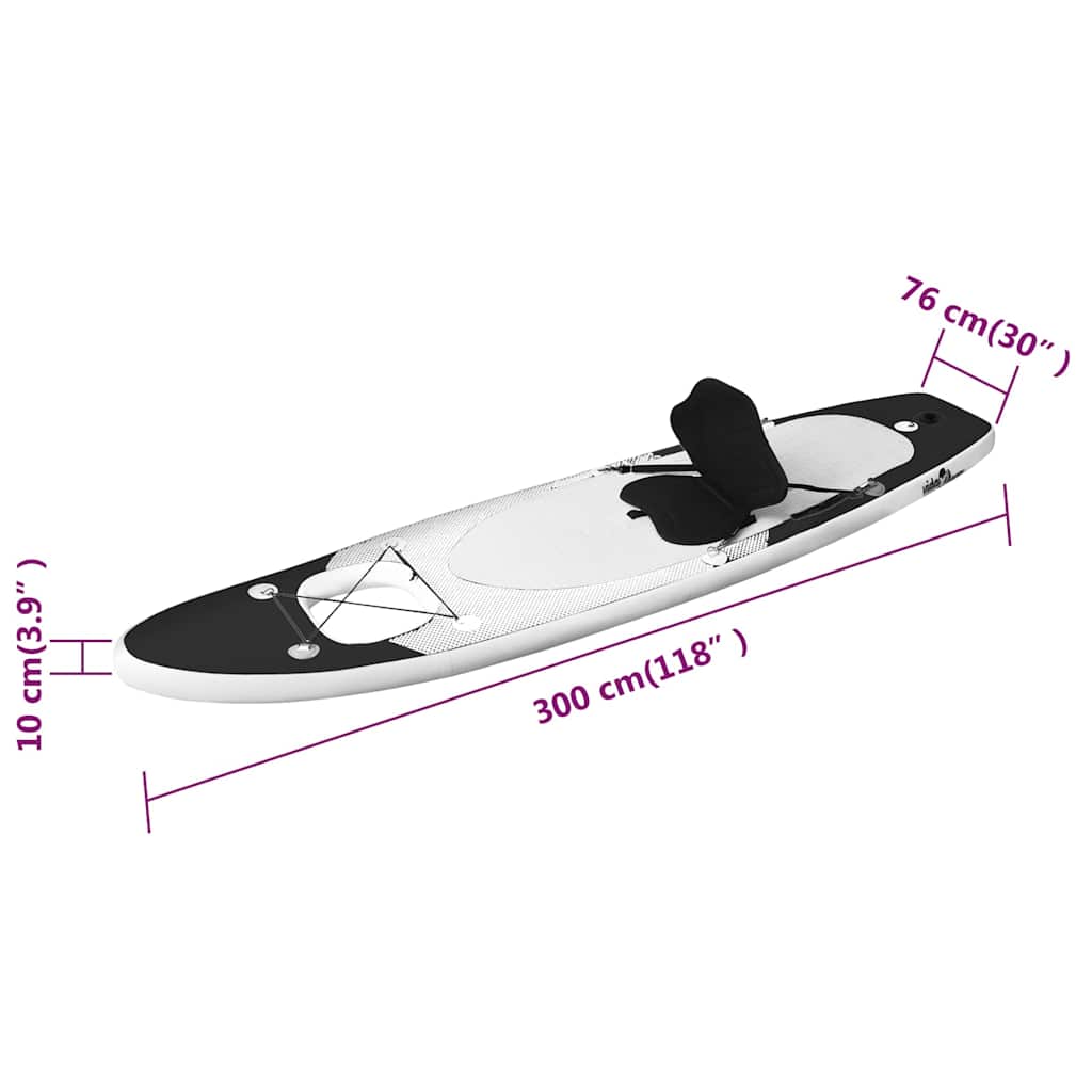 Set Tavola SUP Gonfiabile Nera 300x76x10 cm