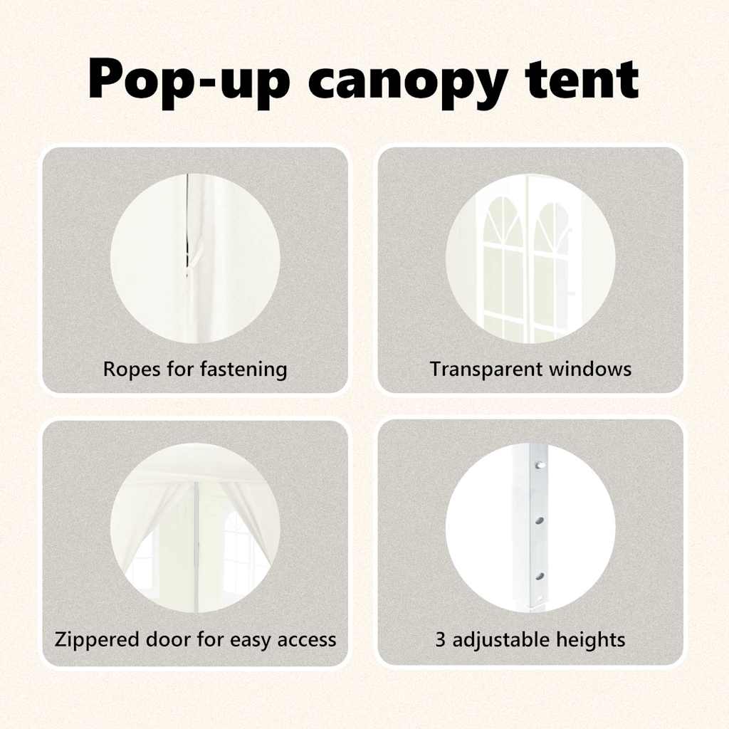 Tenda per Feste Pieghevole con Pareti Laterali Crema 2x2 m