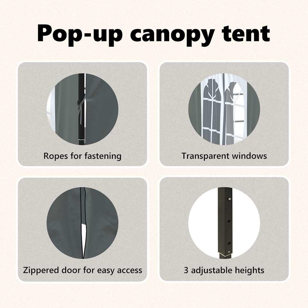 Tenda per Feste Pieghevole con Pareti Laterali Antracite 2x2 m