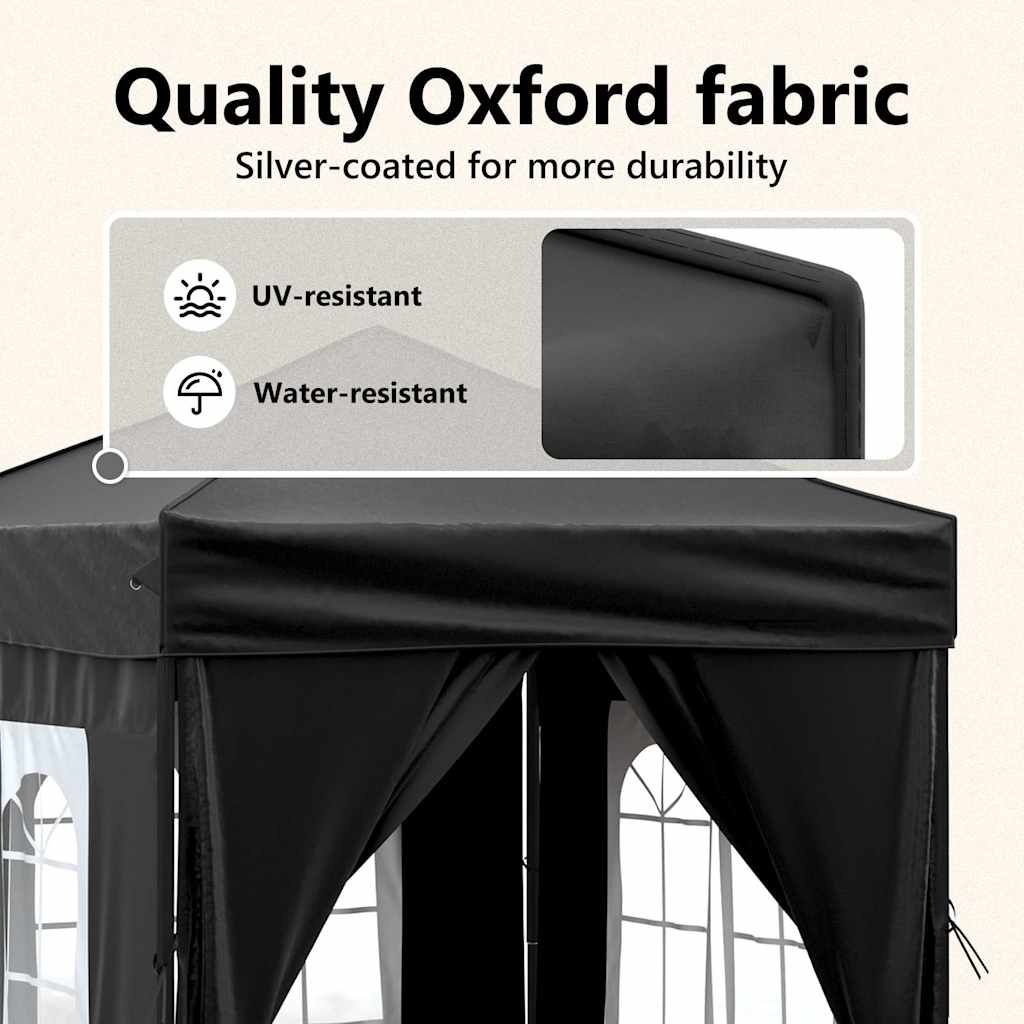 Tenda per Feste Pieghevole con Pareti Laterali Nero 2x2 m