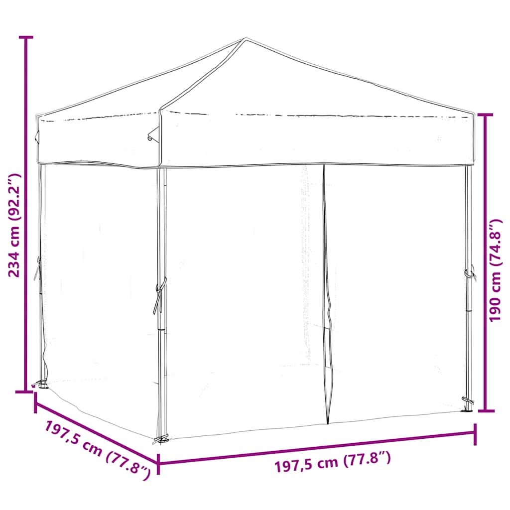 Tenda per Feste Pieghevole con Pareti Laterali Nero 2x2 m