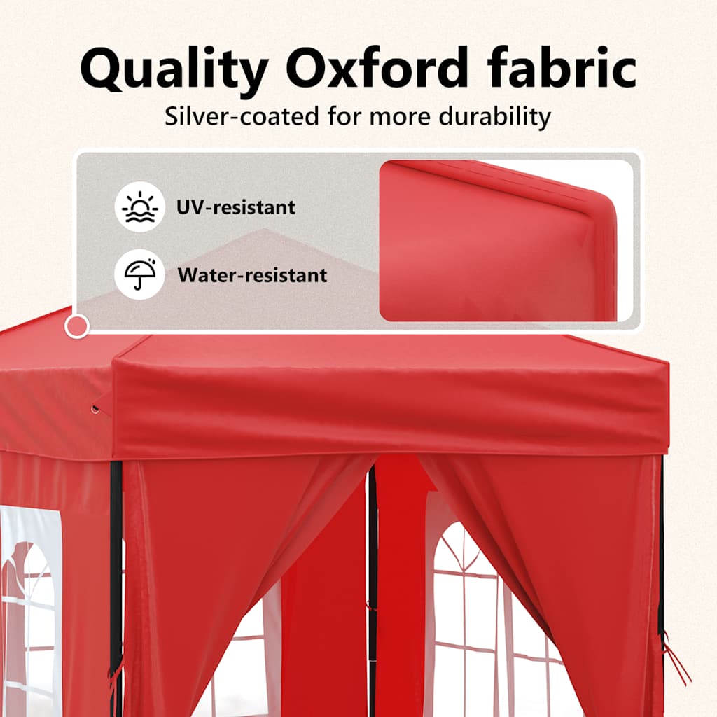 Tenda per Feste Pieghevole con Pareti Laterali Rosso 2x2 m