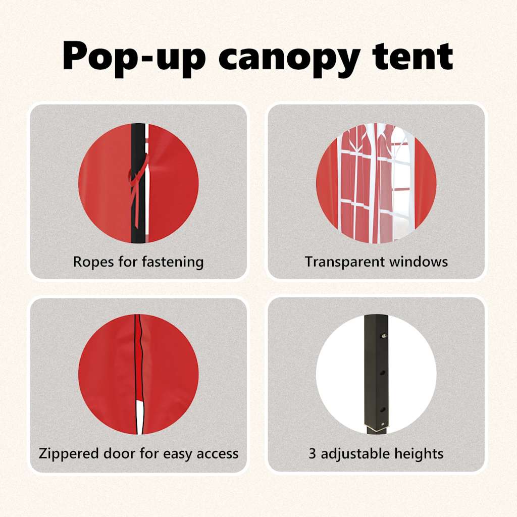 Tenda per Feste Pieghevole con Pareti Laterali Rosso 2x2 m
