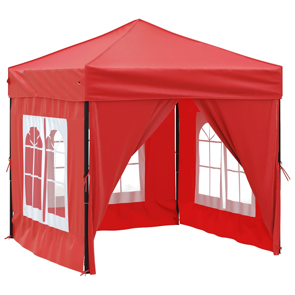 Tenda per Feste Pieghevole con Pareti Laterali Rosso 2x2 m