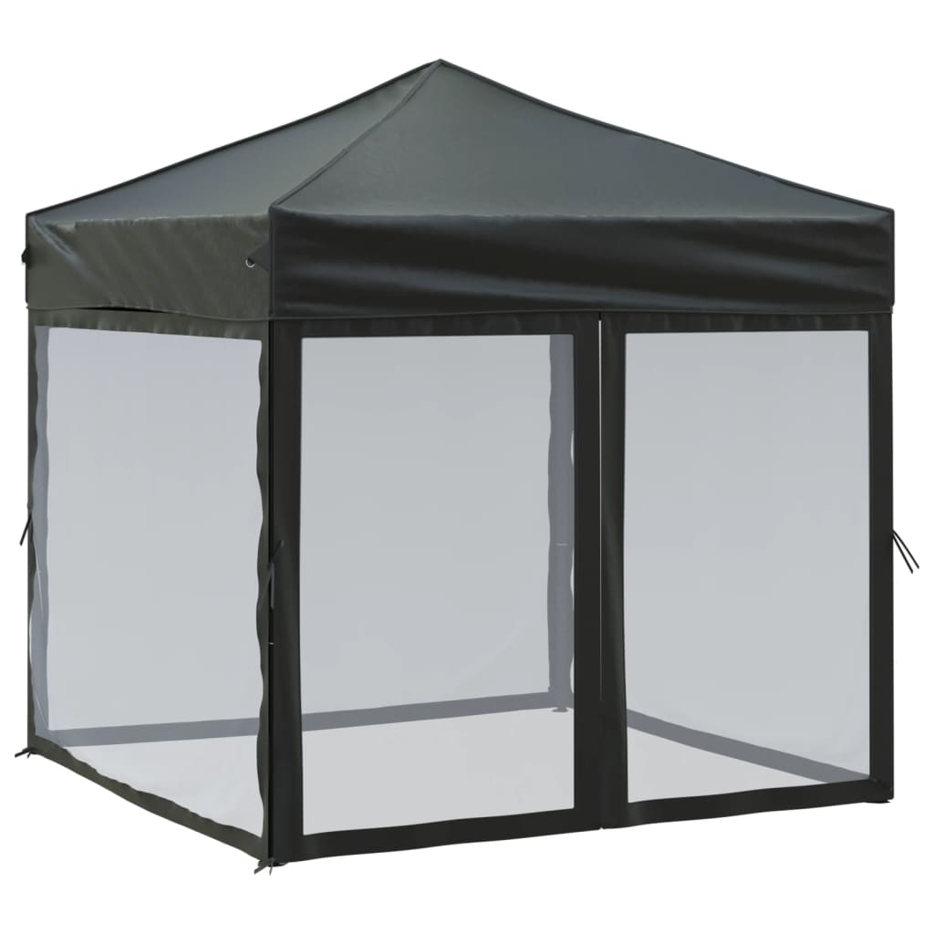 Tenda per Feste Pieghevole con Pareti Laterali Nero 2x2 m