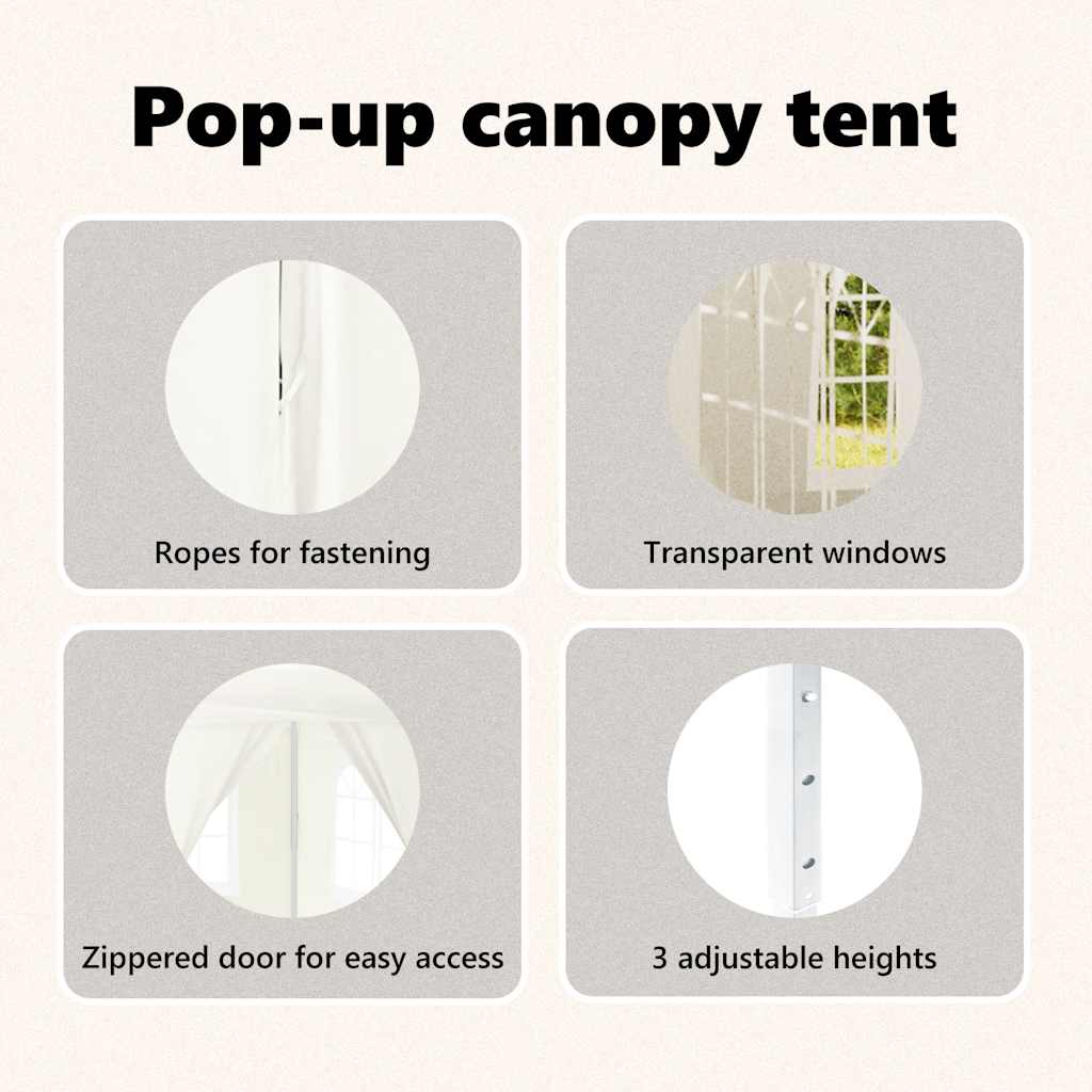 Tenda per Feste Pieghevole con Pareti Laterali Crema 3x3 m