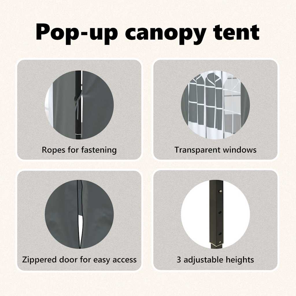 Tenda per Feste Pieghevole con Pareti Laterali Antracite 3x3 m
